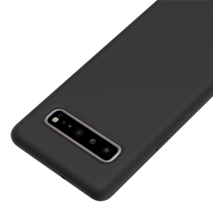 Capa De Silicone De Borracha Emborrachada Para Samsung Galaxy S10 5G - Preto-3