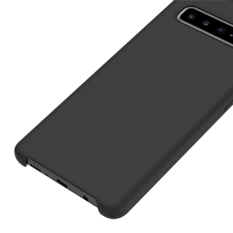 Capa De Silicone De Borracha Emborrachada Para Samsung Galaxy S10 5G - Preto-4