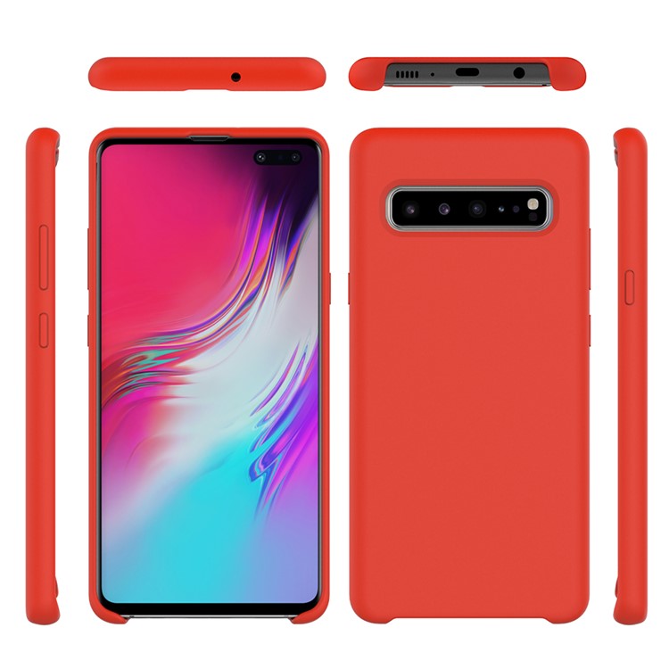Rubberized Silky Silicone Case for Samsung Galaxy S10 5G - Red-2