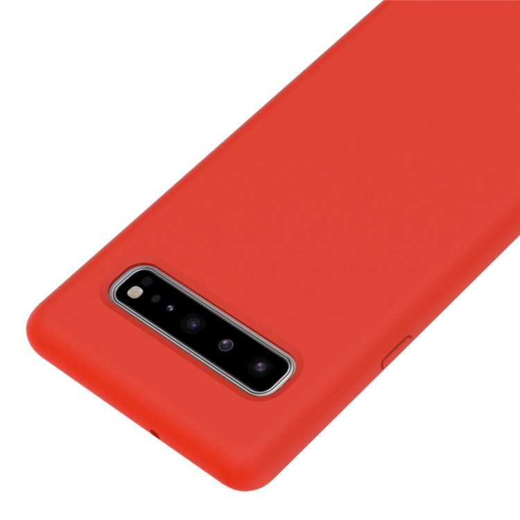 Rubberized Silky Silicone Case for Samsung Galaxy S10 5G - Red-3