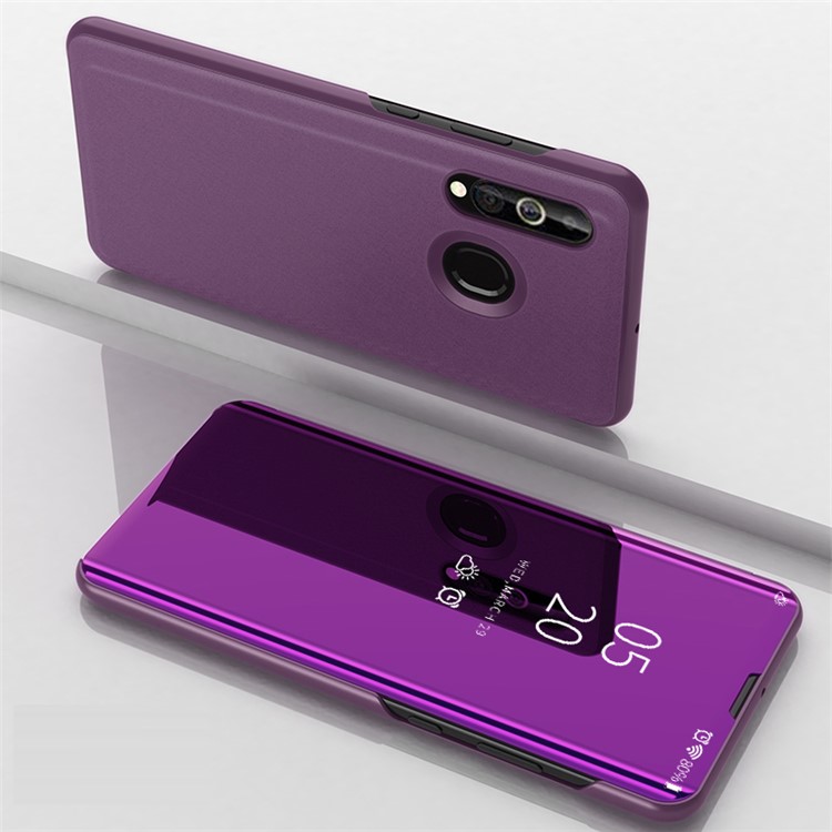

View Window Plated Mirror Surface Leather Stand Case for Samsung Galaxy A60 - Purple, Galaxy A60