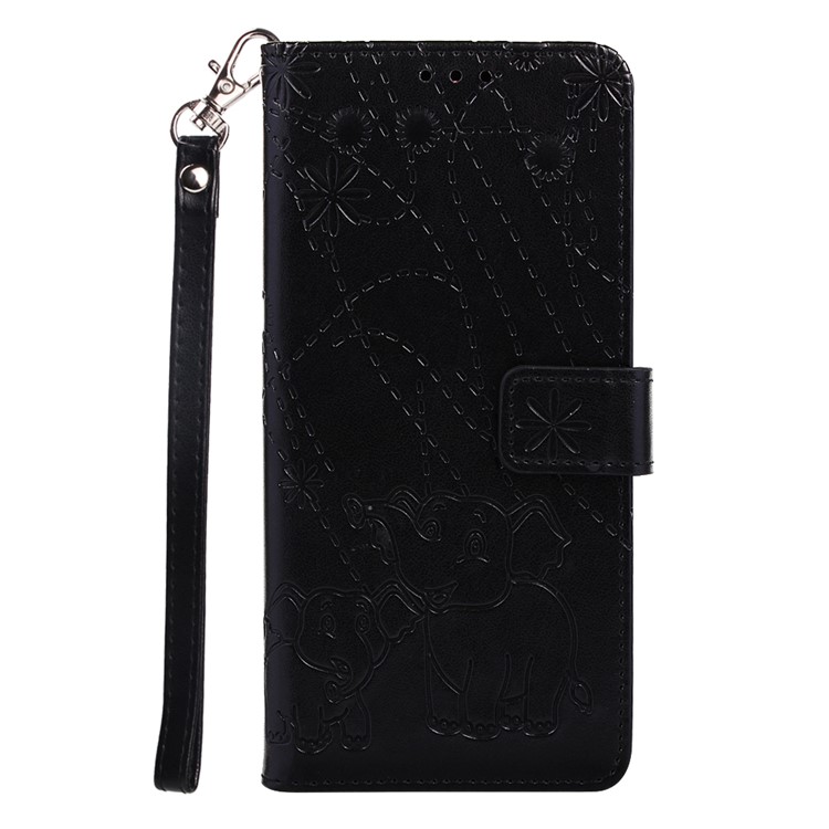 Imprinted Elephant Pattern Leather Wallet Case for Samsung Galaxy A70 - Black-2