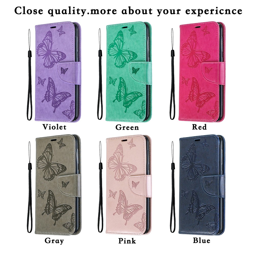 Imprint Butterfly Leather Wallet Case for Samsung Galaxy A10/M10 - Grey-9