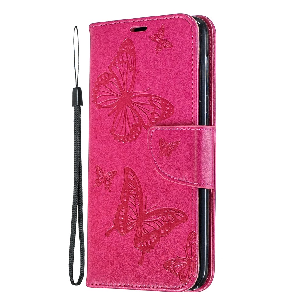 Imprint Butterfly Leather Wallet Case for Samsung Galaxy A10/M10 - Rose-2