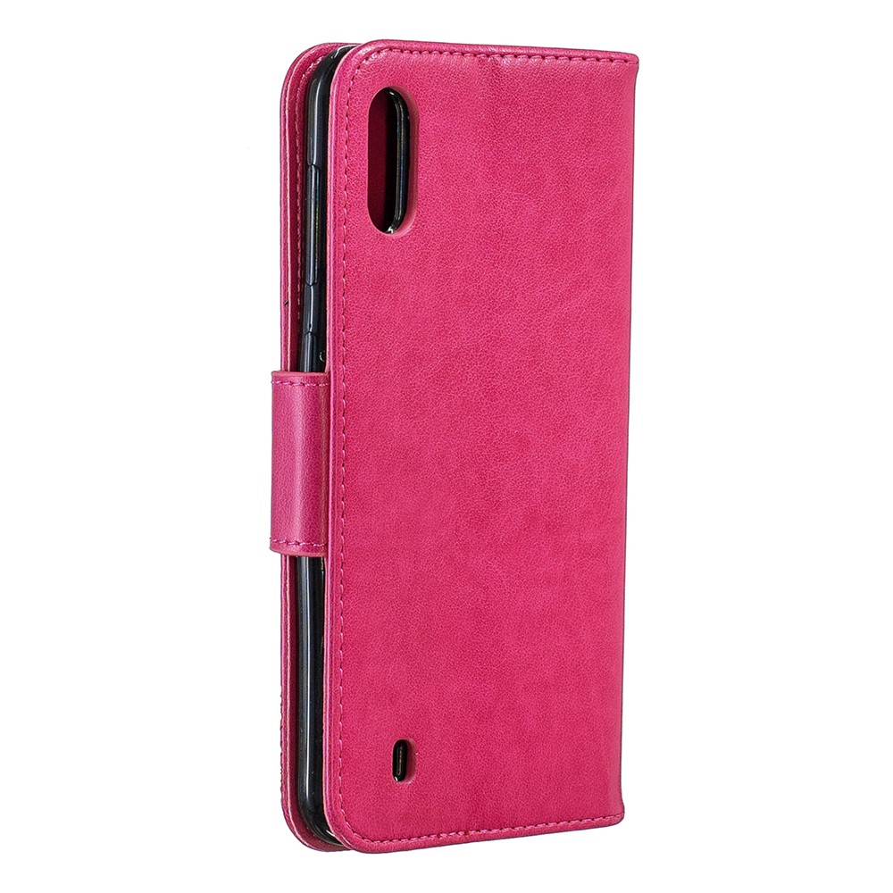 Imprint Butterfly Leather Wallet Case for Samsung Galaxy A10/M10 - Rose-3
