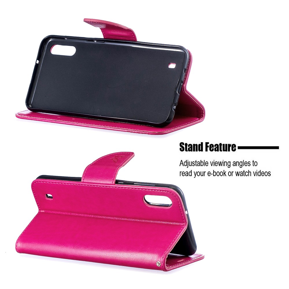 Imprint Butterfly Leather Wallet Case for Samsung Galaxy A10/M10 - Rose-5