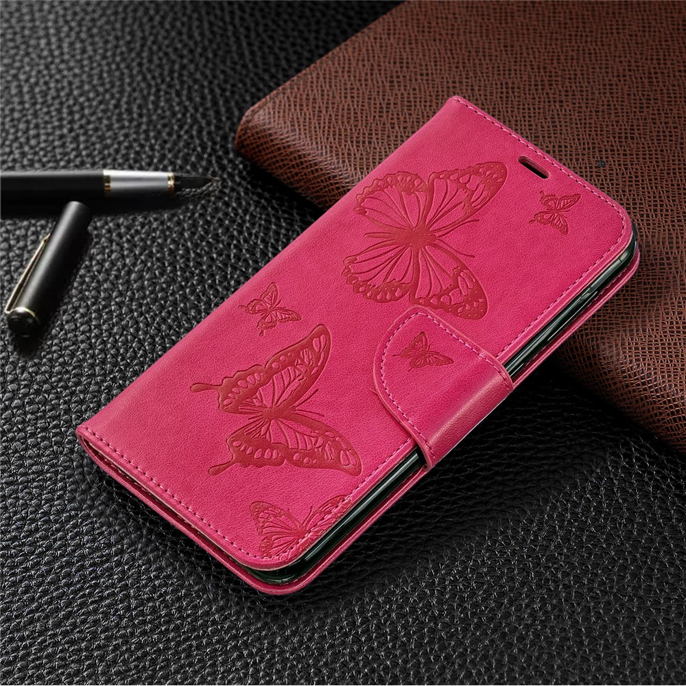 Imprint Butterfly Leather Wallet Case for Samsung Galaxy A10/M10 - Rose-7