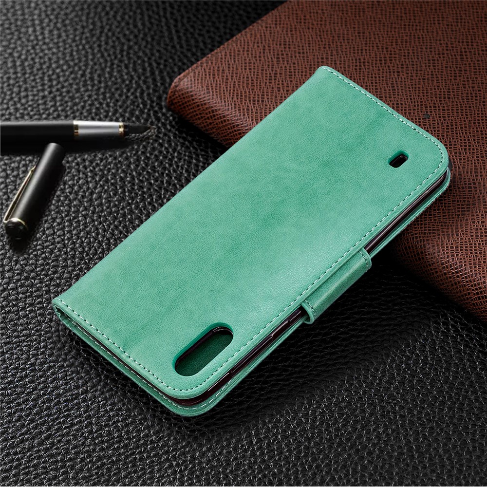 Imprint Butterfly Leather Wallet Case for Samsung Galaxy A10/M10 - Green-8