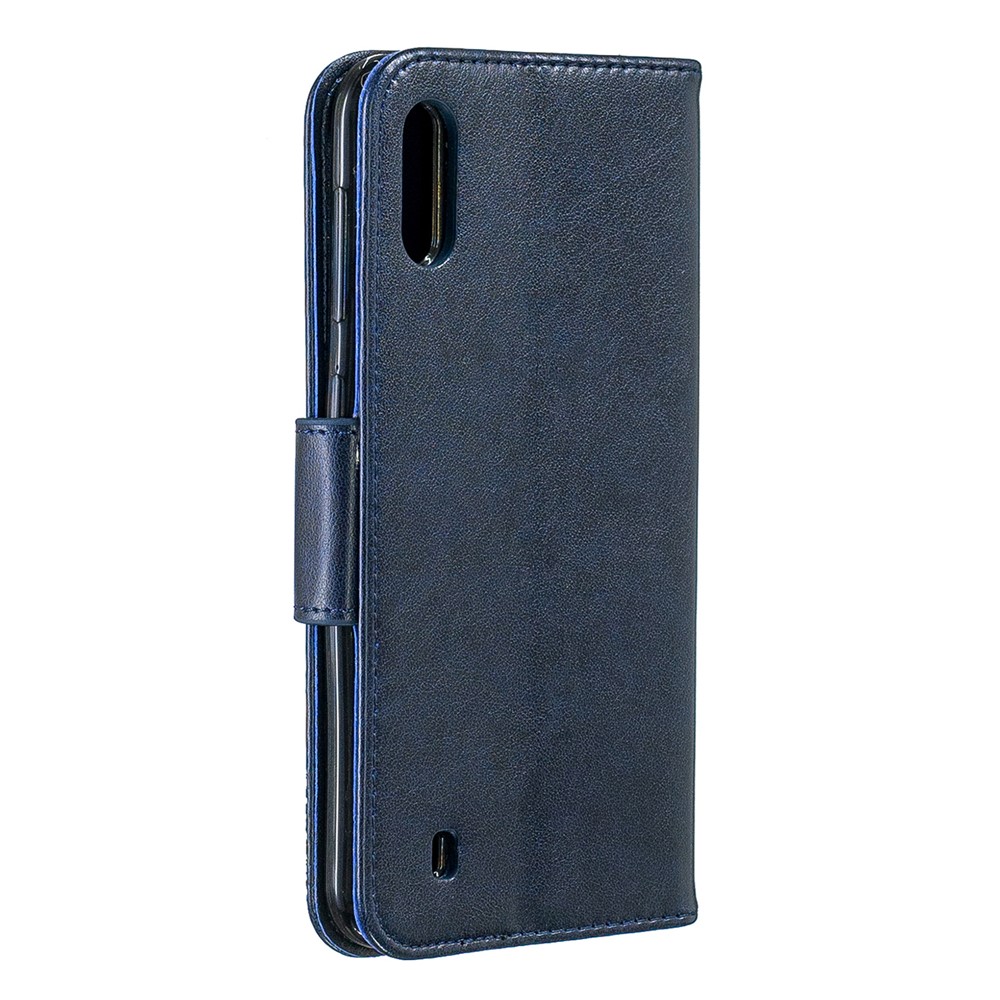 Imprint Butterfly Leather Wallet Case for Samsung Galaxy A10/M10 - Blue-3
