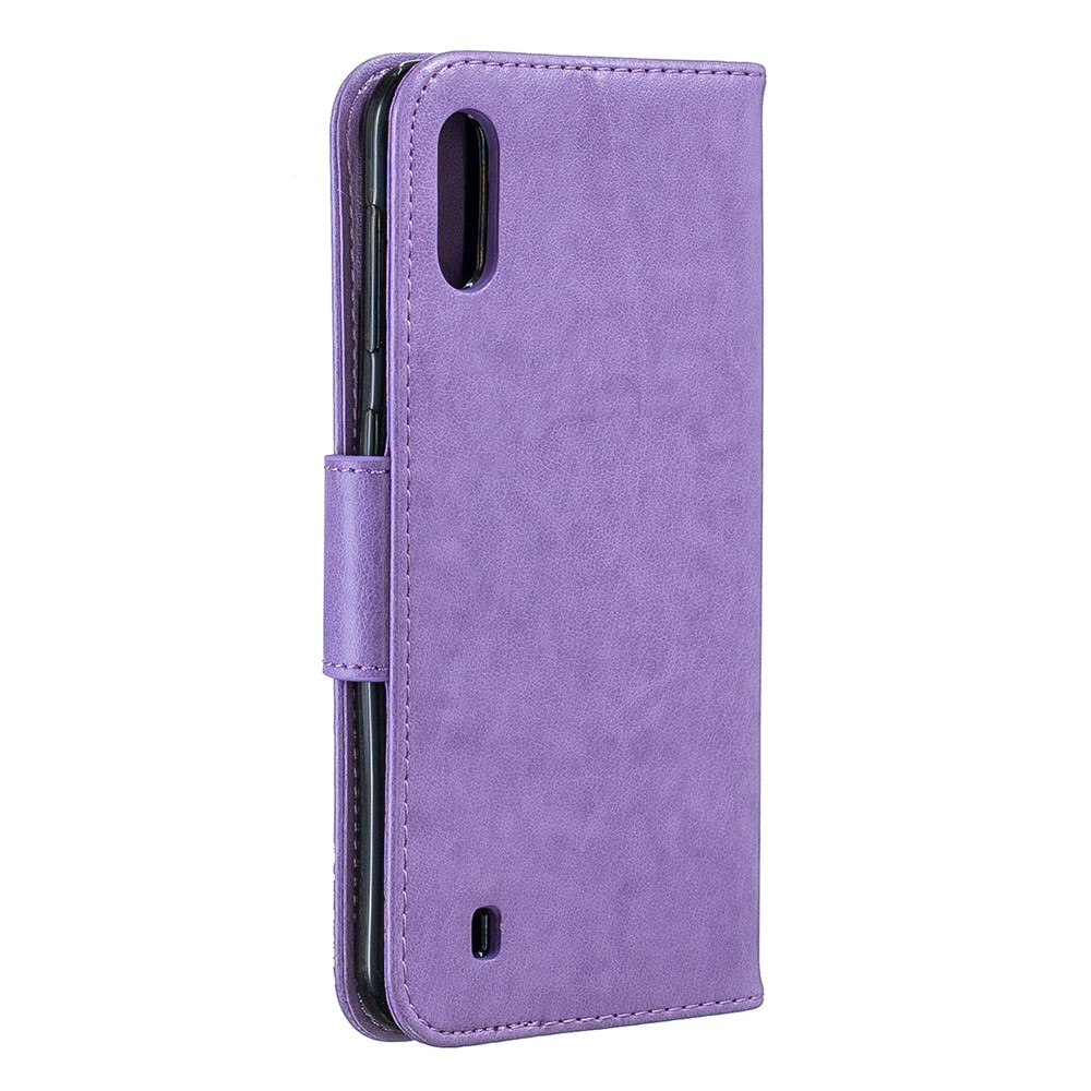 Impresión de Billetera de Cuero de Mariposa Para Samsung Galaxy A10/M10 - Violeta-3