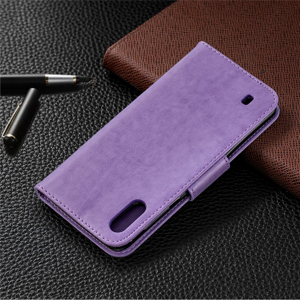 Aufdruck Schmetterlingsleder-Mappenkoffer Für Samsung Galaxy A10 / M10 - Lila-8