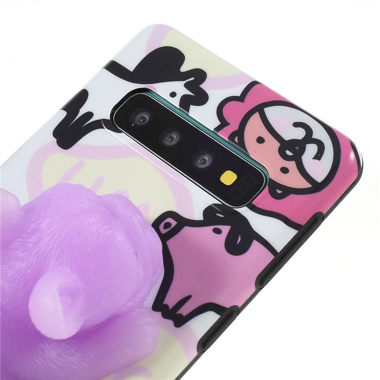 3D Kneading Cute Squishy TPU Silicone Animal Cartoon Phone Casing for Samsung Galaxy S10 - Light Purple-2