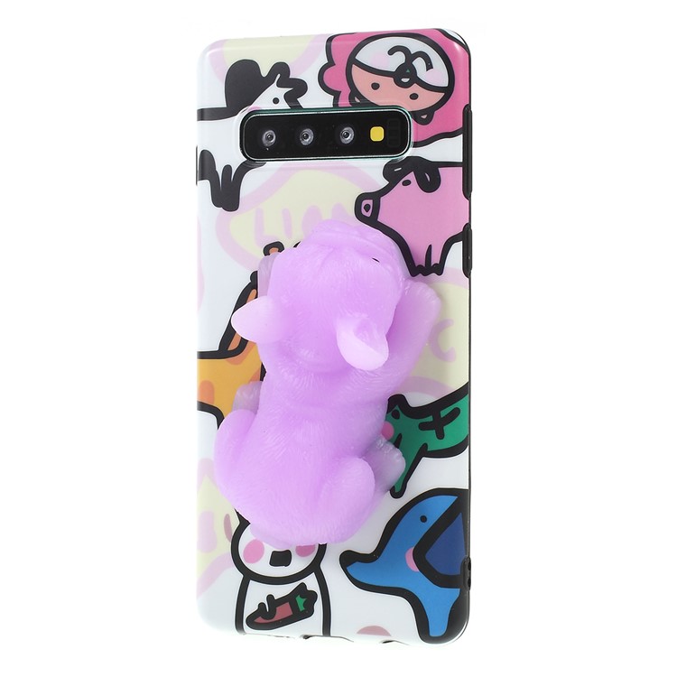 3D Kneading Cute Squishy TPU Silicone Animal Cartoon Phone Casing for Samsung Galaxy S10 - Light Purple-6