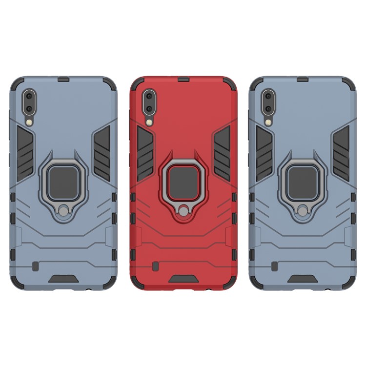 Cool Guard Ring Holder Kickstand PC TPU Hybrid Case for Samsung Galaxy M10 - Black-10