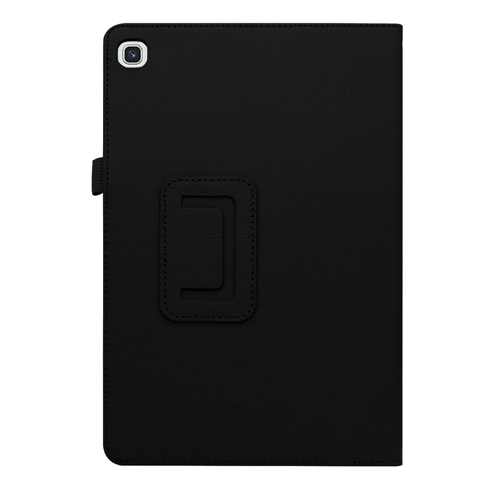 Litchi Texture Leather Case Para Samsung Galaxy Tab A 10.1 (2019) Tampa de Comprimido de Suporte Duplo Resistente A Arranhões Com Cinta Elástica - Preto