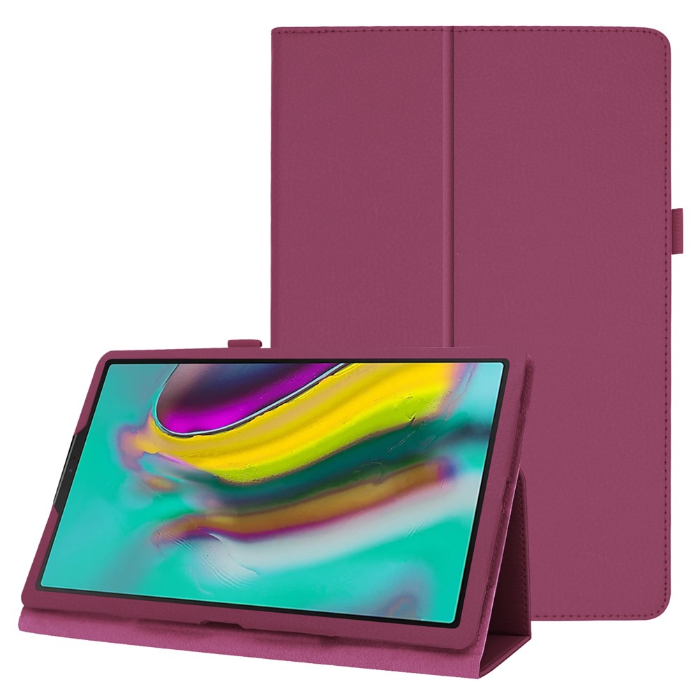 Litchi Texture Leather Stand Protective Case for Samsung Galaxy Tab A 10.1 (2019) SM-T515 - Purple-1