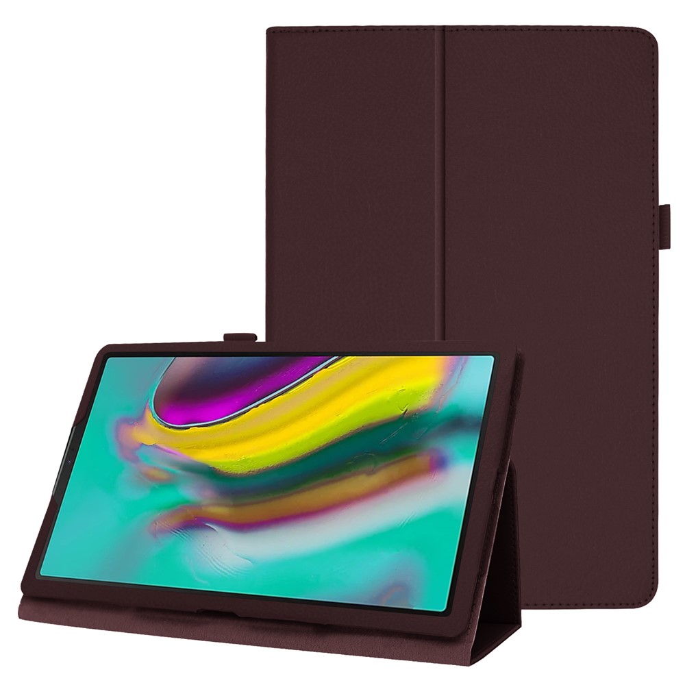 Litchi Texture Leather Stand Protective Case for Samsung Galaxy Tab A 10.1 (2019) SM-T515 - Coffee-1