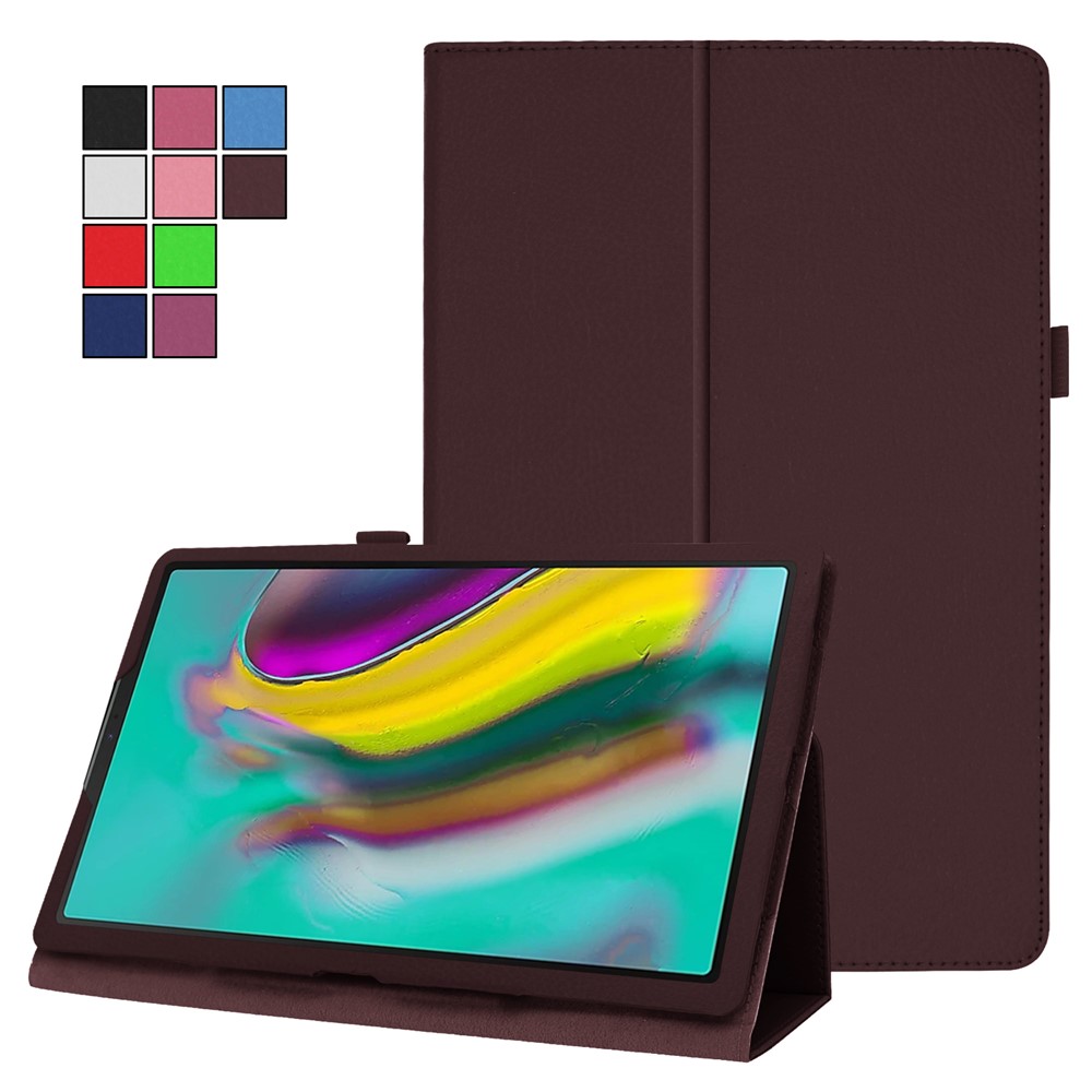Litchi Texture Leather Stand Protective Case for Samsung Galaxy Tab A 10.1 (2019) SM-T515 - Coffee-8