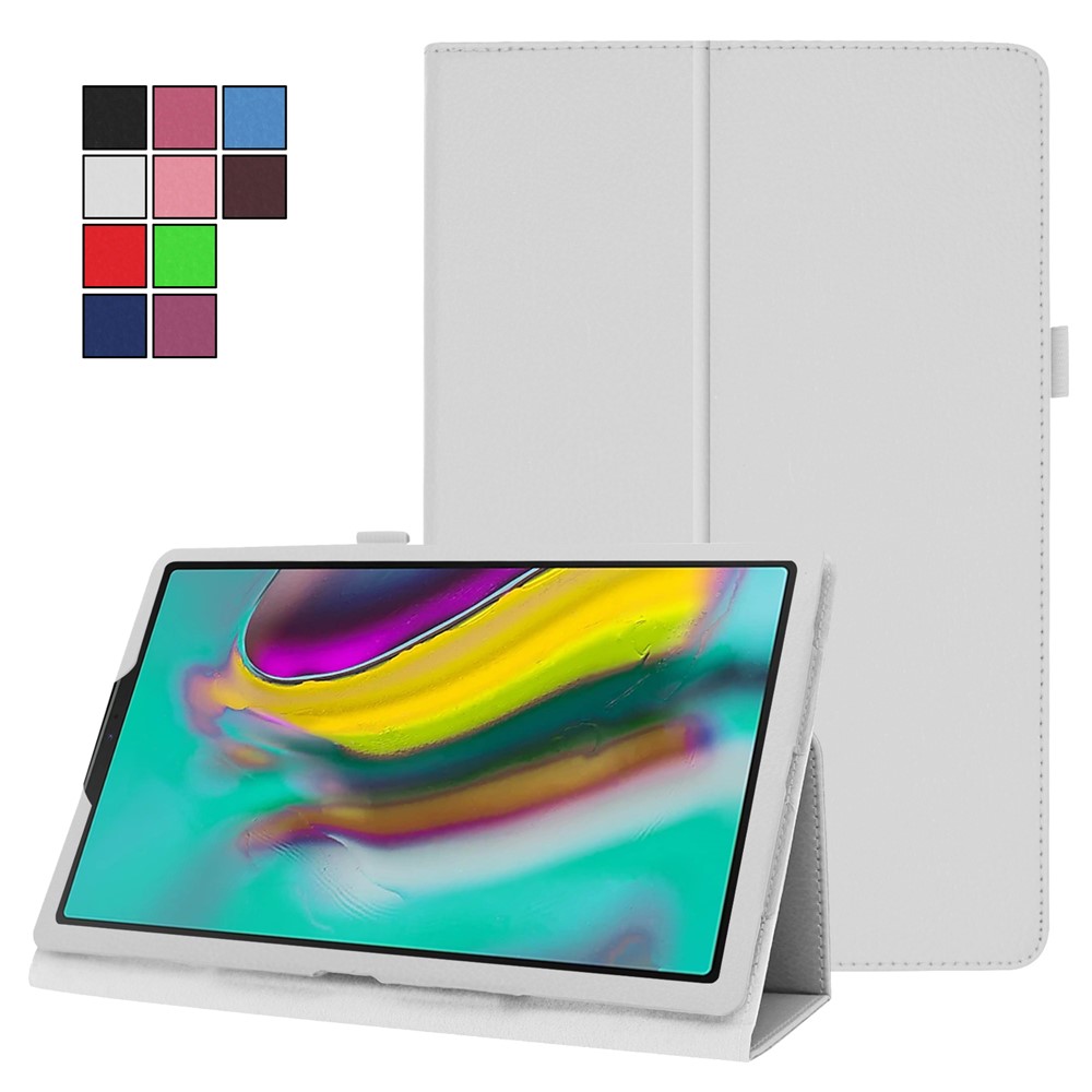 Litchi Texture Leather Stand Protective Case for Samsung Galaxy Tab S5e SM-T720 - White-8