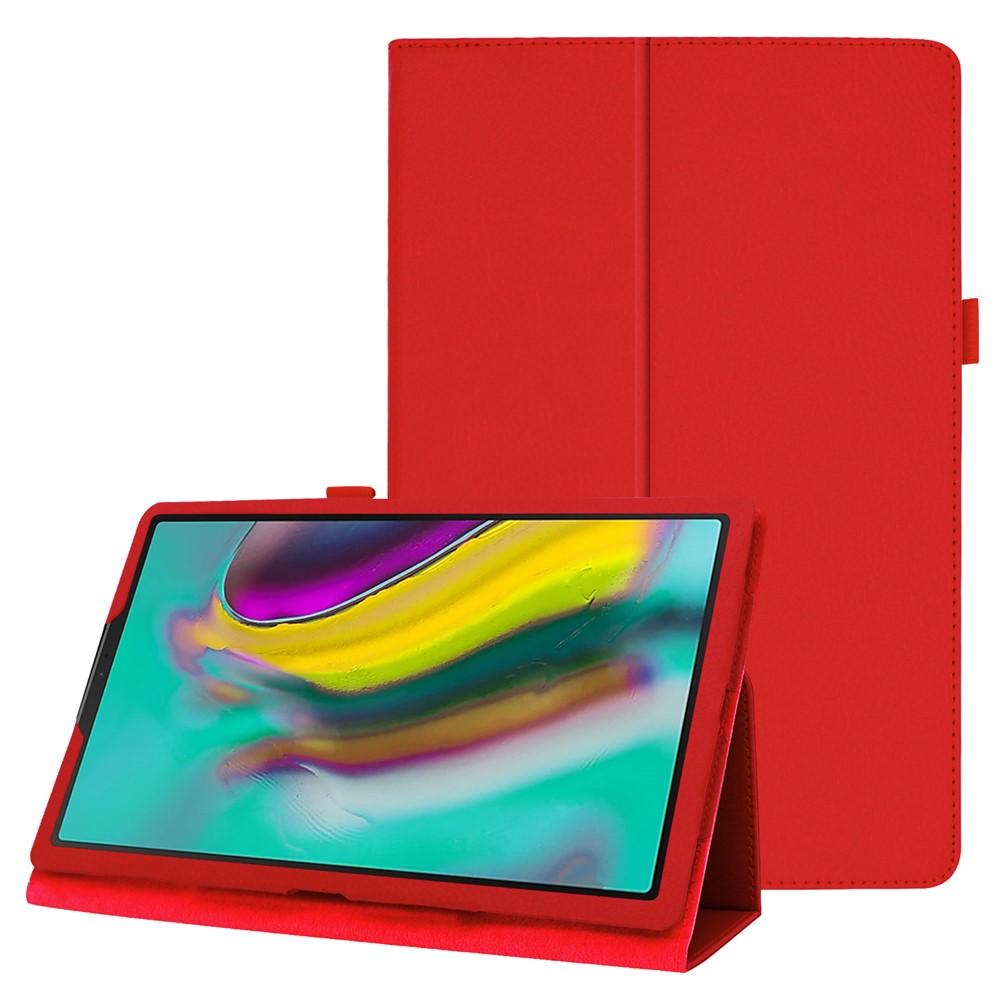 Litchi Texture Leather Stand Protective Case for Samsung Galaxy Tab S5e SM-T720 - Red-1