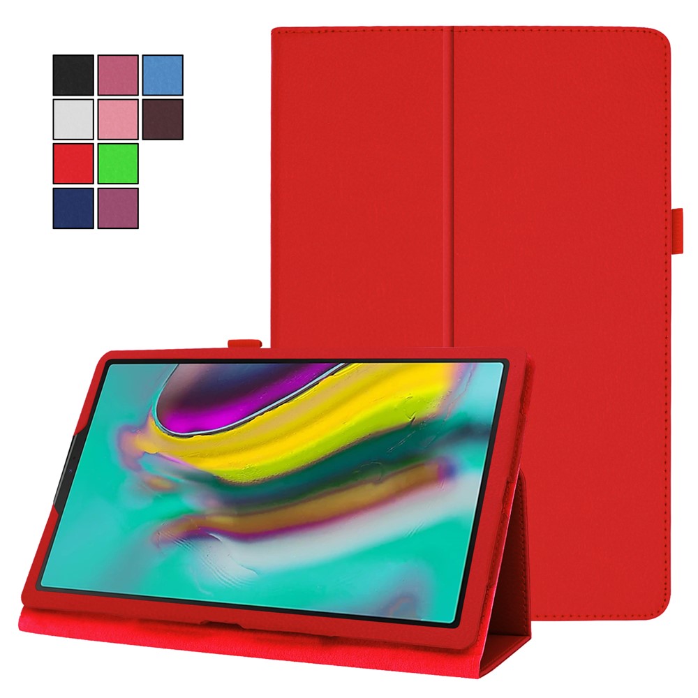 Litchi Texture Leather Stand Protective Case for Samsung Galaxy Tab S5e SM-T720 - Red-8