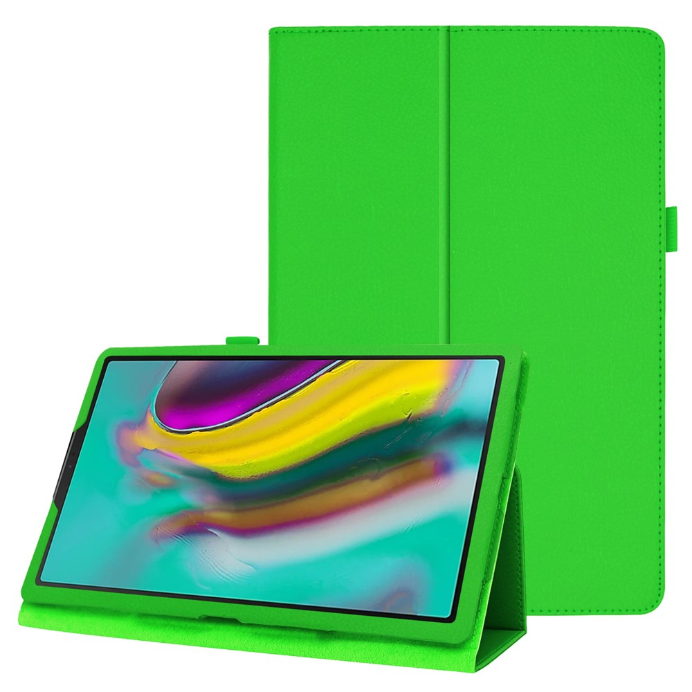 Litchi Texture Couro Stand Caixa Protetora Para Samsung Galaxy Tab S5e SM-T720 - Verde