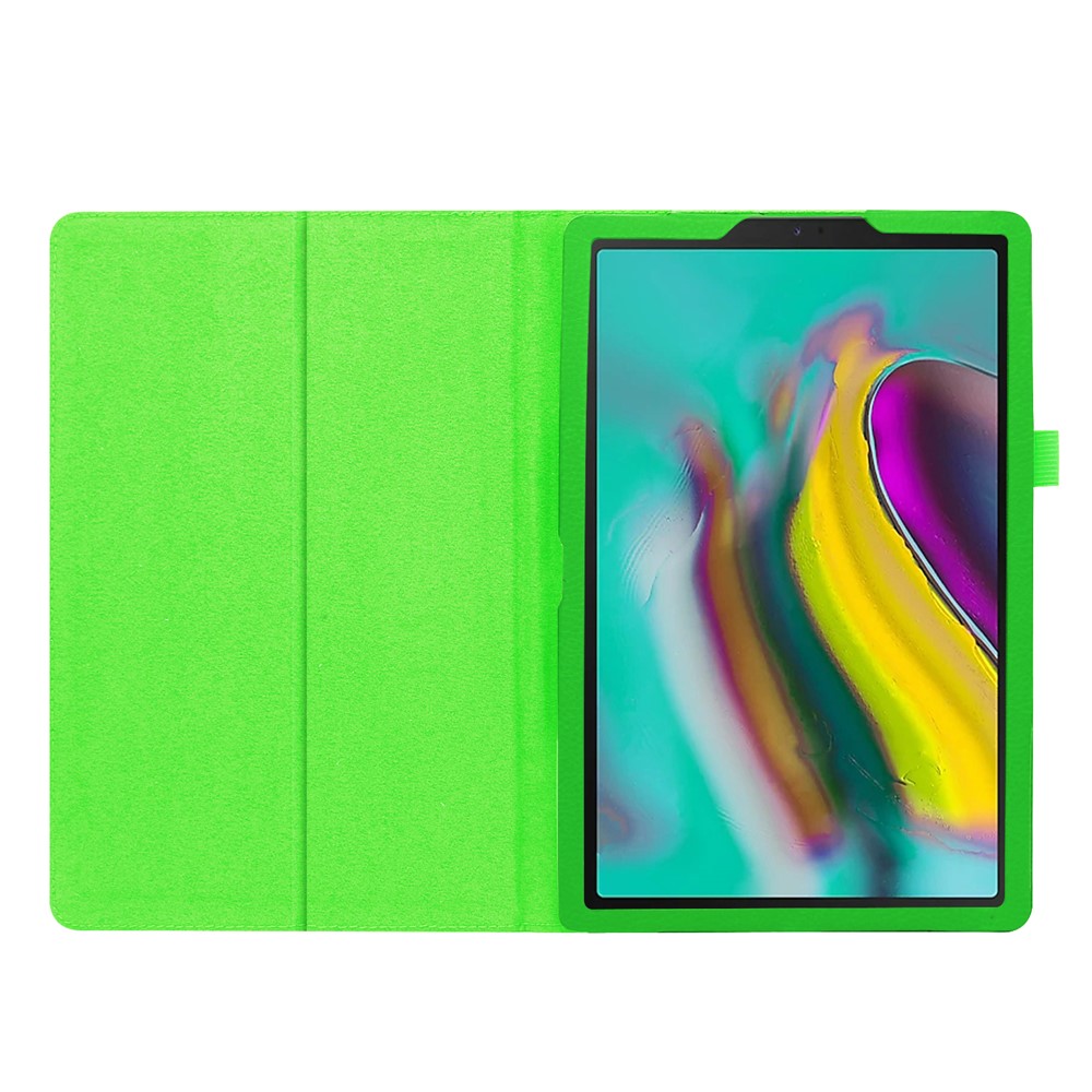 Funda Protectora De Soporte De Cuero Litchi Texture Para Samsung Galaxy Tab S5E SM-T720 - Verde