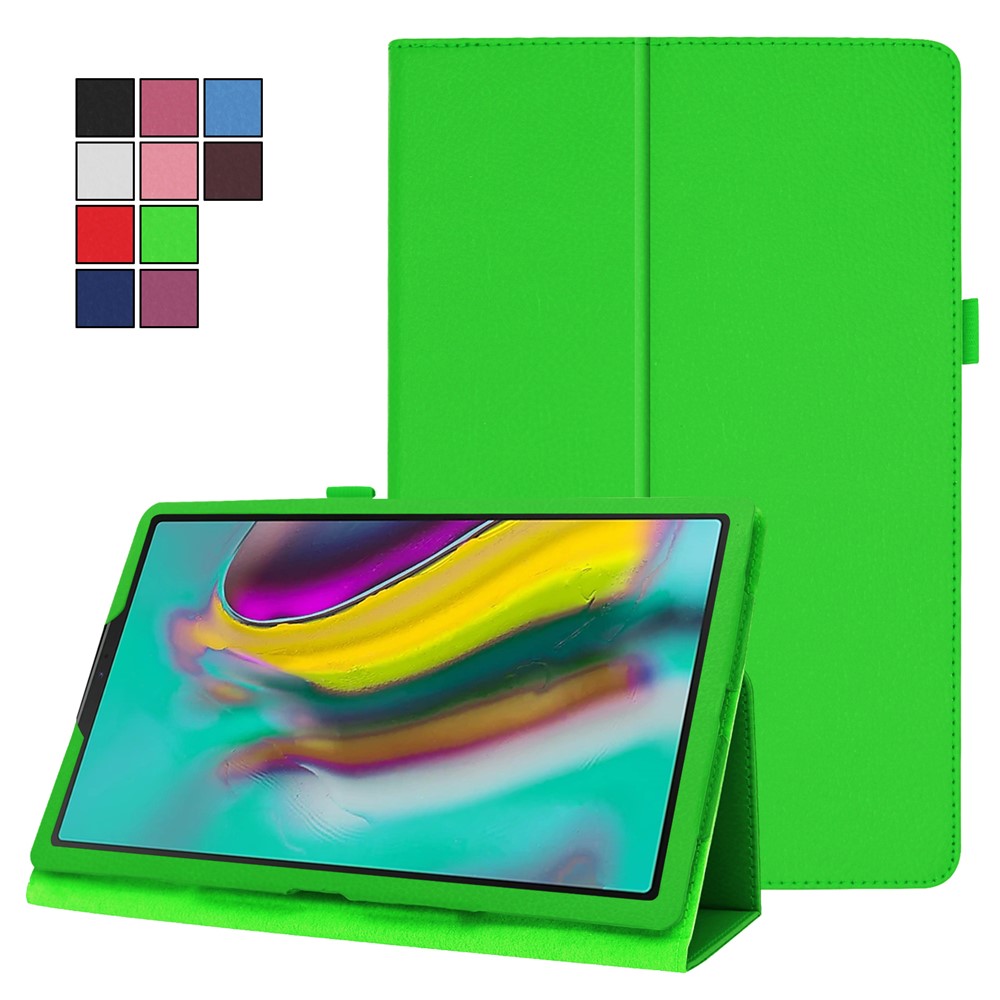 Custodia Protettiva In Pelle Di Texture Litchi Per Samsung Galaxy Tab S5E SM-T720 - Verde-8