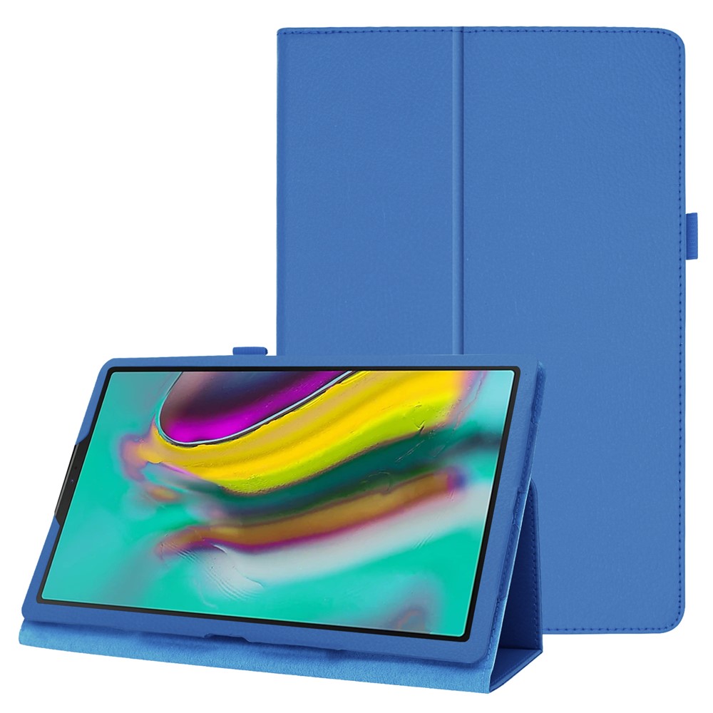 Litchi Texture Leather Stand Protective Case for Samsung Galaxy Tab S5e SM-T720 - Baby Blue-1