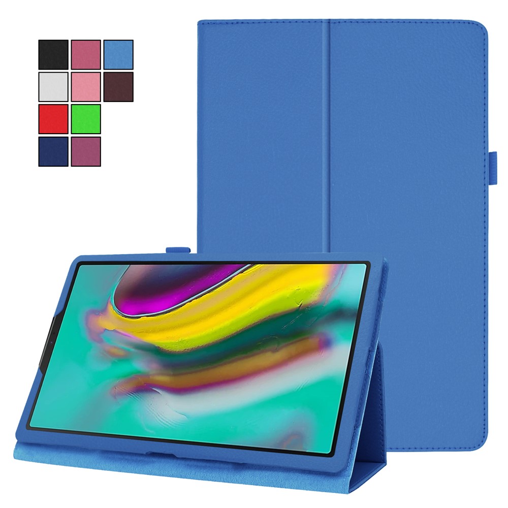 Litchi Texture Leather Stand Protective Case for Samsung Galaxy Tab S5e SM-T720 - Baby Blue-8