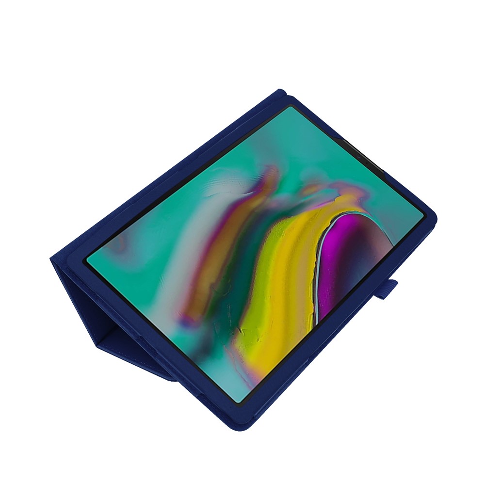 Funda Protectora De Soporte De Cuero Litchi Texture Para Samsung Galaxy Tab S5E SM-T720 - Azul Oscuro