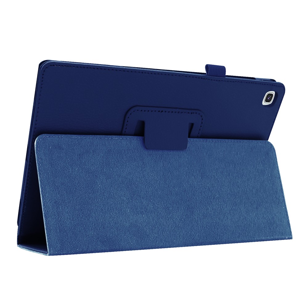 Funda Protectora De Soporte De Cuero Litchi Texture Para Samsung Galaxy Tab S5E SM-T720 - Azul Oscuro