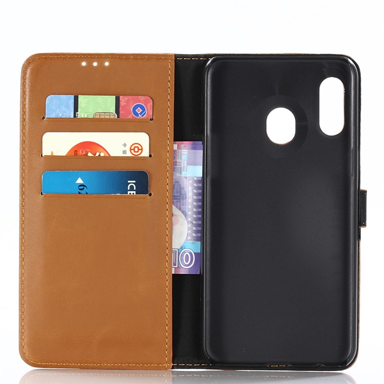 Crazy Horse Texture Retro Leather Flip Case for Samsung Galaxy A20e - Brown-3