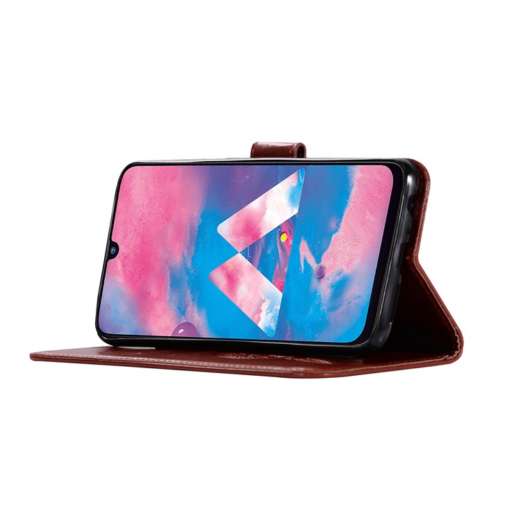 Imprint Dream Catcher Owl Leather Wallet Stand Cover for Samsung Galaxy M30 - Brown-5