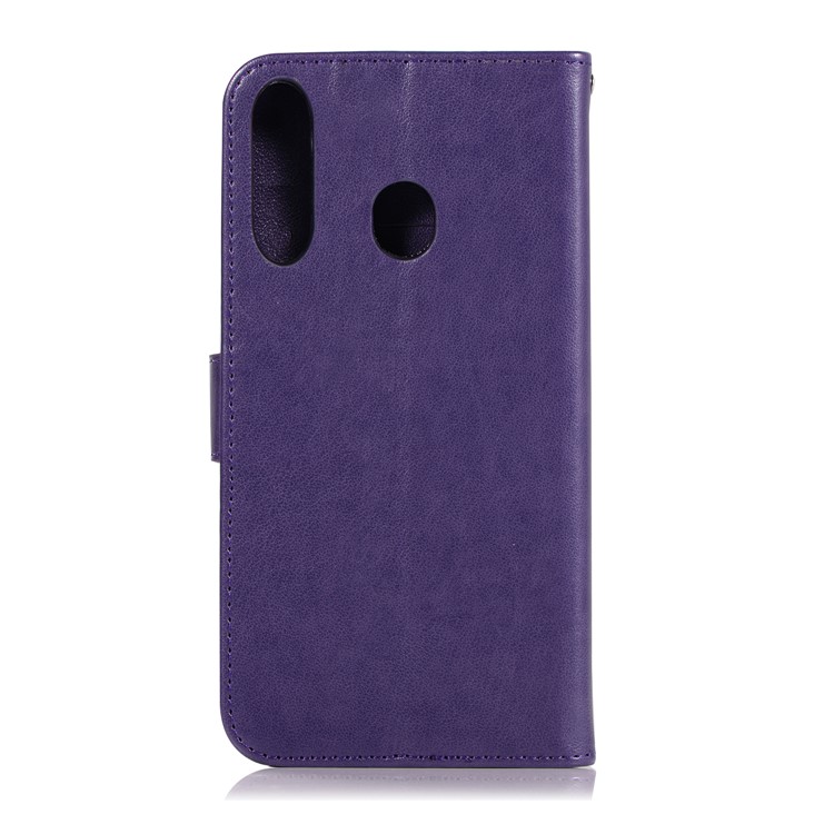 Imprint Dream Catcher Owl Leather Wallet Stand Cover for Samsung Galaxy M30 - Purple-3