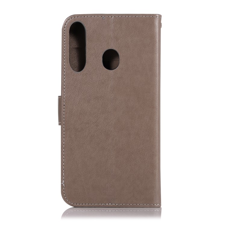 Imprint Dream Catcher Owl Leather Wallet Stand Cover for Samsung Galaxy M30 - Grey-3