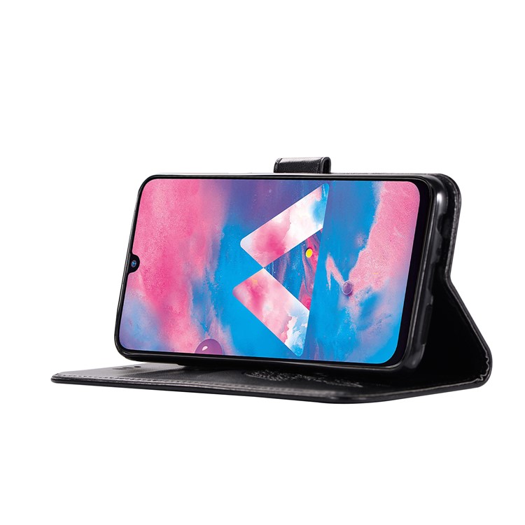 Imprint Dream Catcher Owl Leather Wallet Stand Cover for Samsung Galaxy M30 - Black-5