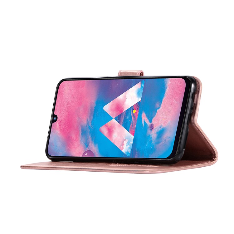Imprint Dream Catcher Owl Leather Wallet Stand Cover for Samsung Galaxy M30 - Rose Gold-5