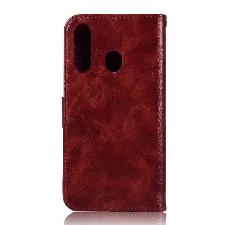 Premium Vintage Leather Wallet Case for Samsung Galaxy M30 - Wine Red-3