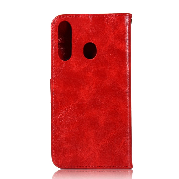 Premium Vintage Leather Wallet Case for Samsung Galaxy M30 - Red-3