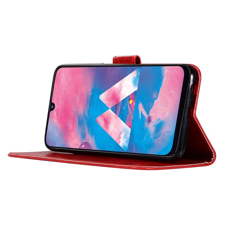 Premium Vintage Leather Wallet Case for Samsung Galaxy M30 - Red-5