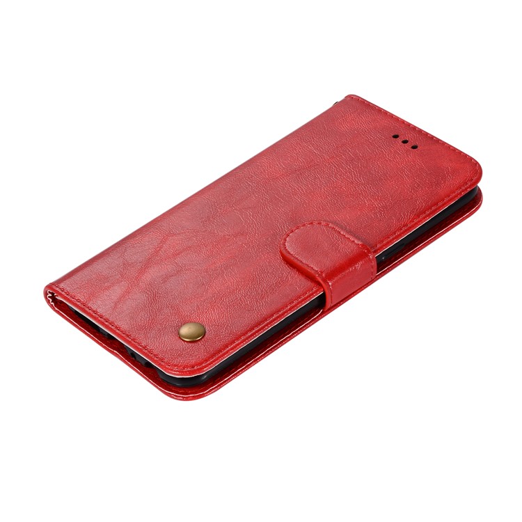 Premium Vintage Leather Wallet Case for Samsung Galaxy M30 - Red-6