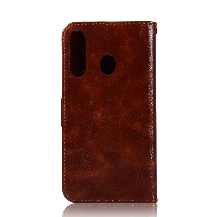 Premium Vintage Leather Wallet Case for Samsung Galaxy M30 - Coffee-3