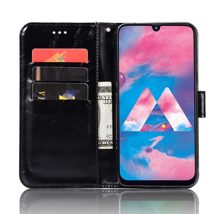 Premium Vintage Leather Wallet Case for Samsung Galaxy M30 - Black-5