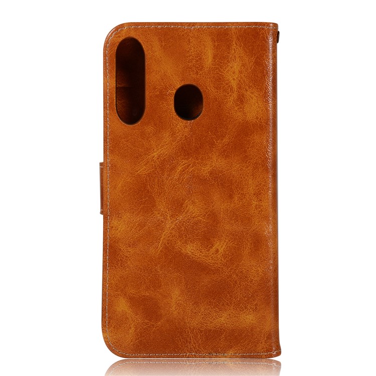 Premium Vintage Leather Wallet Case for Samsung Galaxy M30 - Brown-3