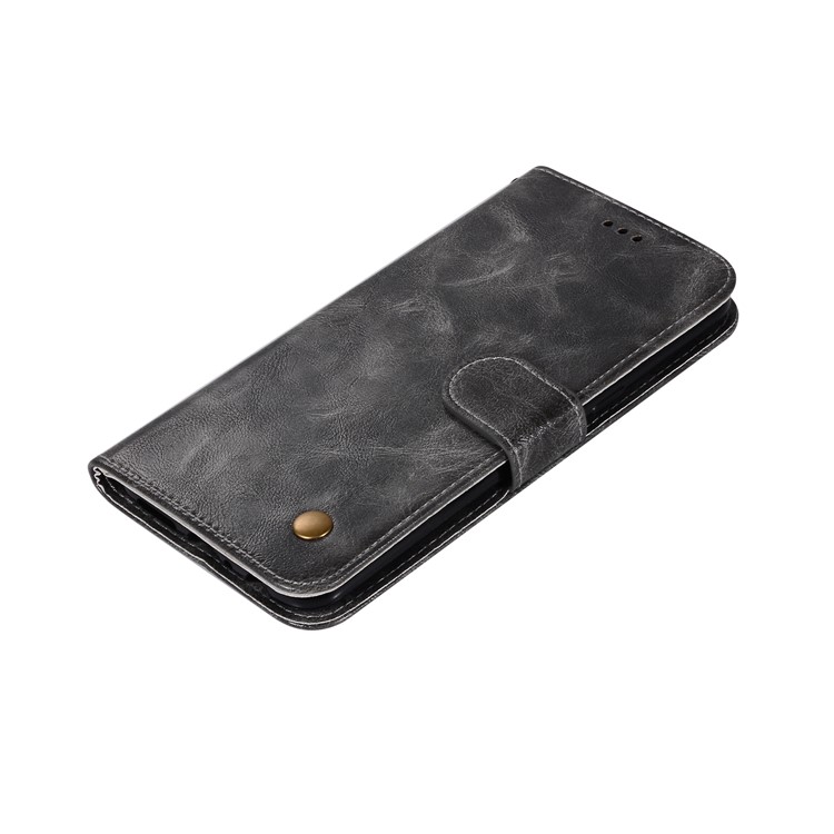 Premium Vintage Leather Wallet Case for Samsung Galaxy M30 - Grey-6