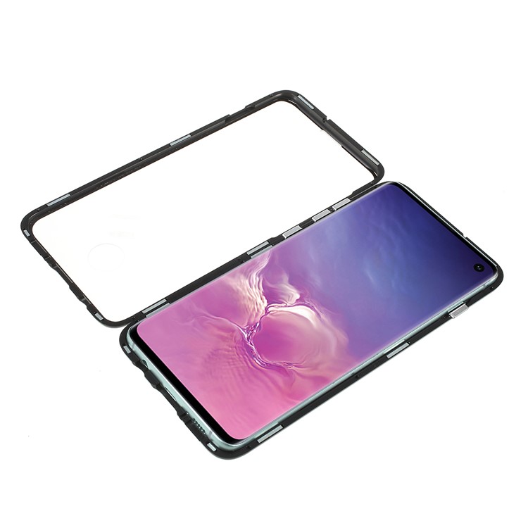Magnetic Adsorption Glass + Metal Full Protection Phone Cover for Samsung Galaxy S10 - Black-1