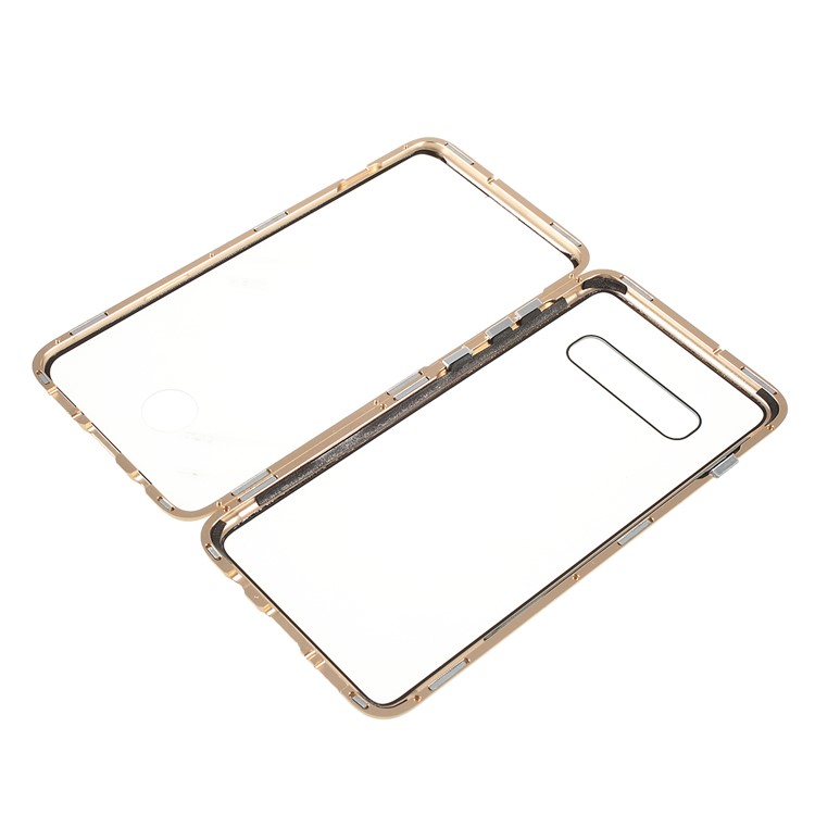 Magnetisches Adsorptionsglas + Metallvollschutztelefonabdeckung Für Samsung-Galaxie S10 - Gold-2