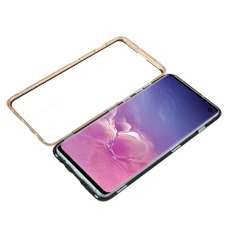 Magnetic Adsorption Glass + Metal Full Protection Phone Cover for Samsung Galaxy S10 - Rose Gold-1