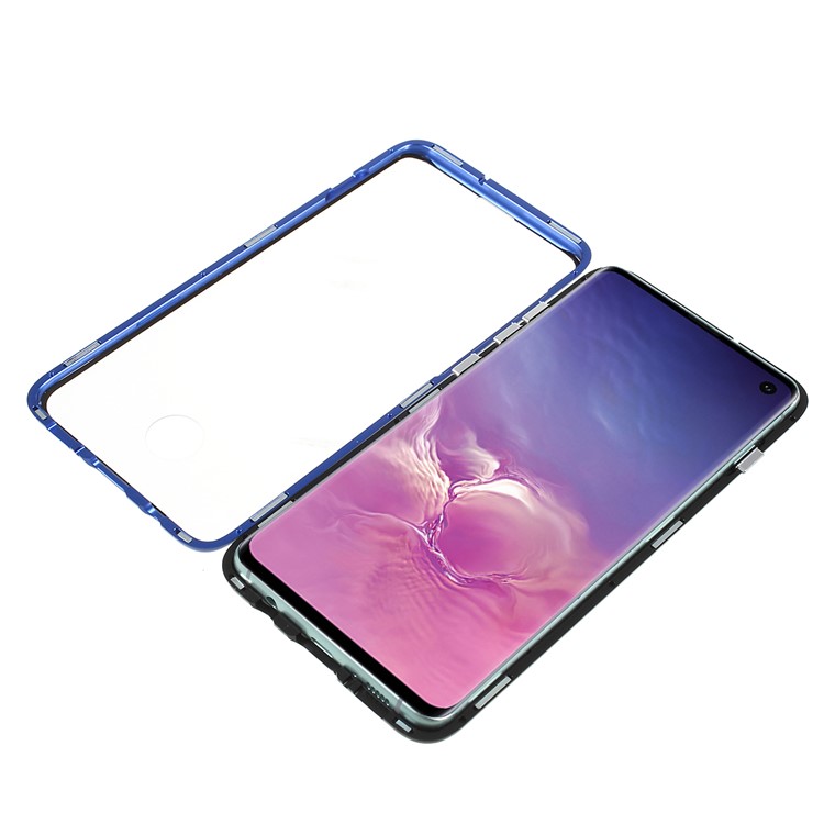 Magnetic Adsorption Glass + Metal Full Protection Phone Cover for Samsung Galaxy S10 - Blue-1